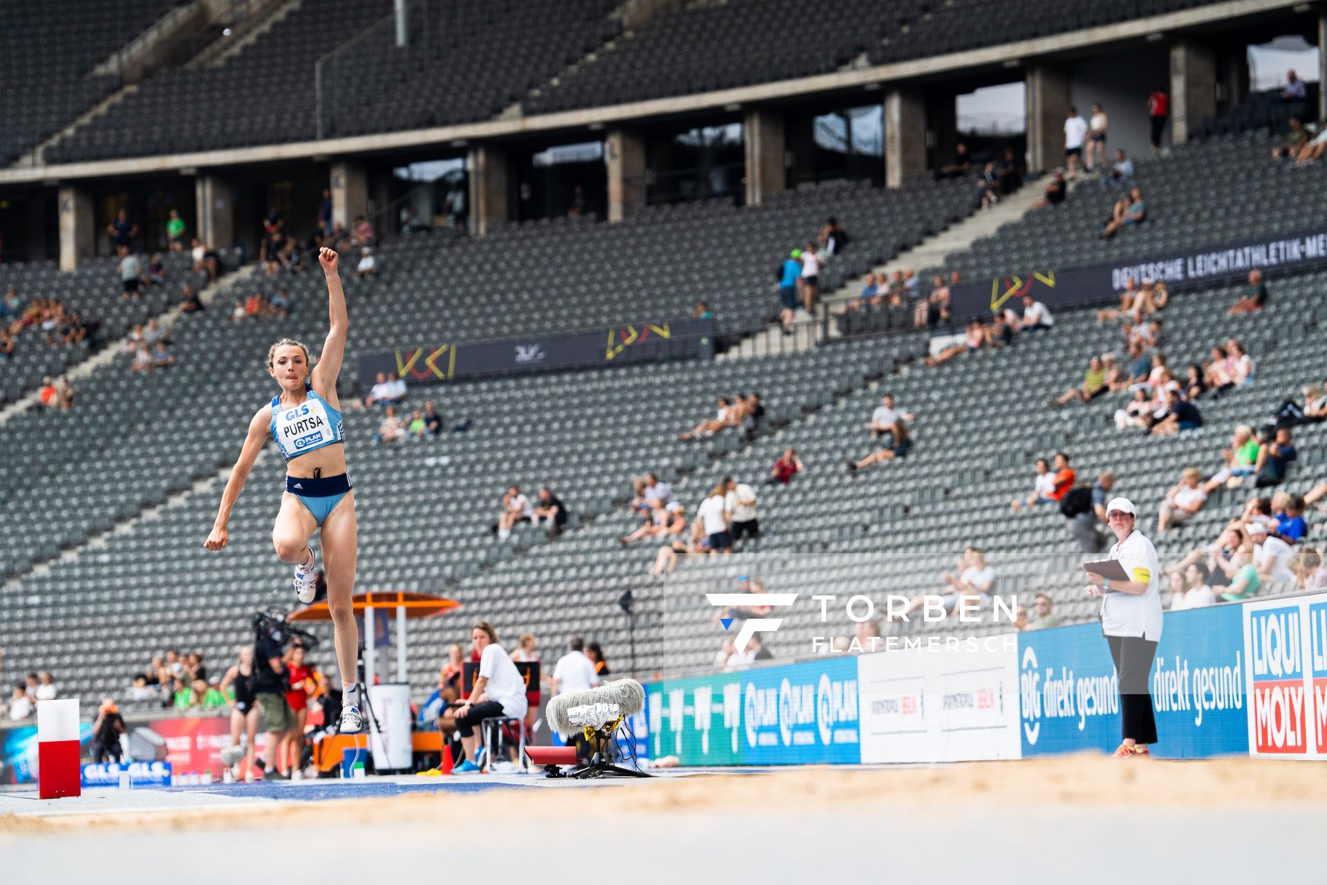 Maria Purtsa (LAC Erdgas Chemnitz) im Dreisprung waehrend der deutschen Leichtathletik-Meisterschaften im Olympiastadion am 25.06.2022 in Berlin